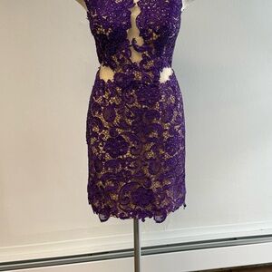 Mac Duggal Violet Lace Mini Dress